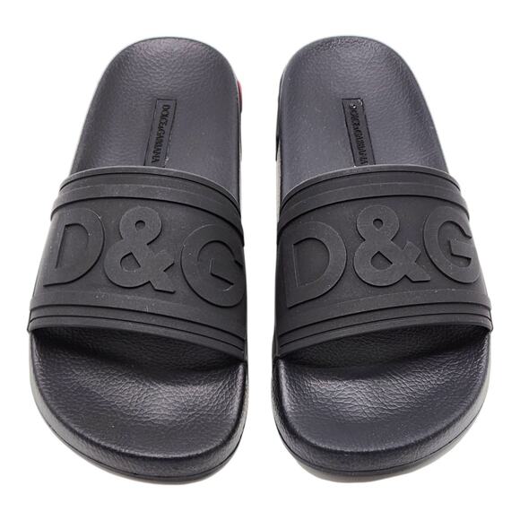 Dolce & Gabbana Logo Saint Barth Rubber Pool Slides Black EU 39 US 9 - NWB $320 - Picture 4 of 7
